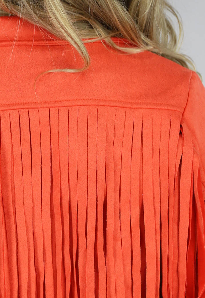 Oranje Suèdelook Fringe Jasje