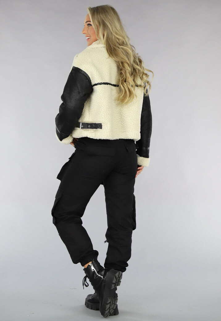 Zwart/Beige Teddy Lammy Coat