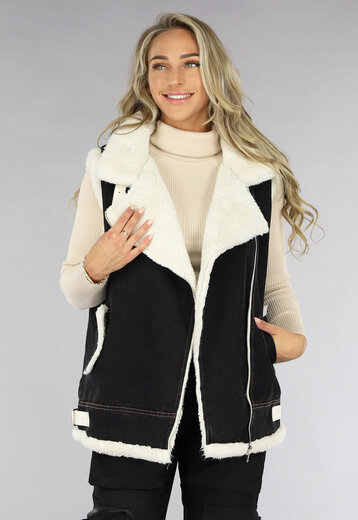 Zwart Denim Gilet
