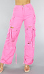 Roze Cargo Jeans met Gaten