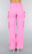 Roze Cargo Jeans met Gaten