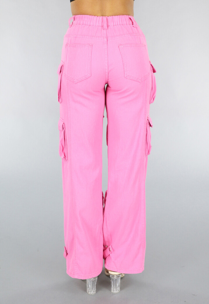 Roze Cargo Jeans met Gaten
