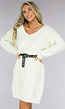 Witte Trui Jurk met V Hals