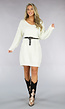 Witte Trui Jurk met V Hals