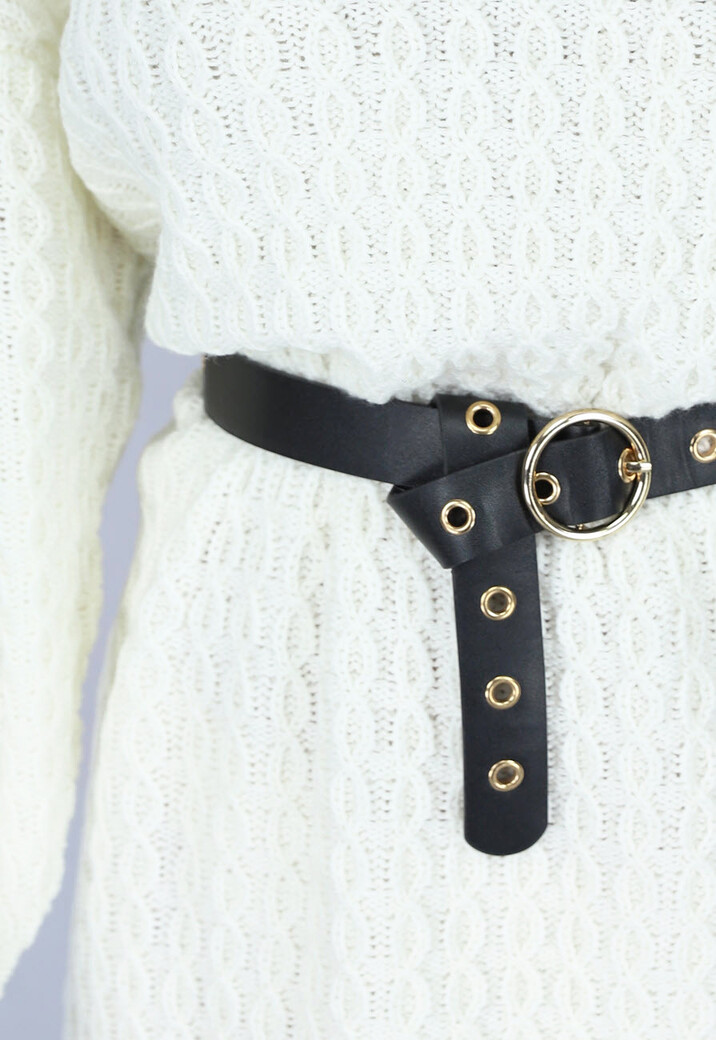 Witte Trui Jurk met V Hals