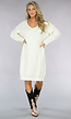 Witte Trui Jurk met V Hals