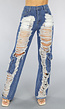 Denim Cargo Ripped Jeans