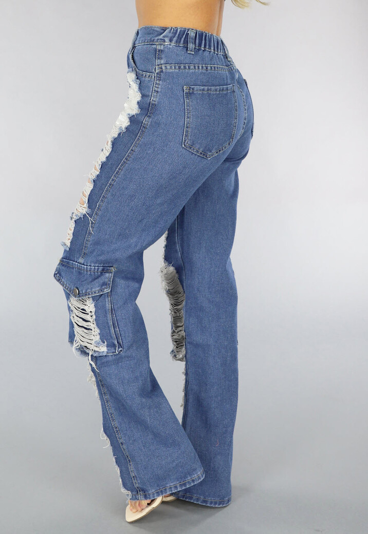 Denim Cargo Ripped Jeans