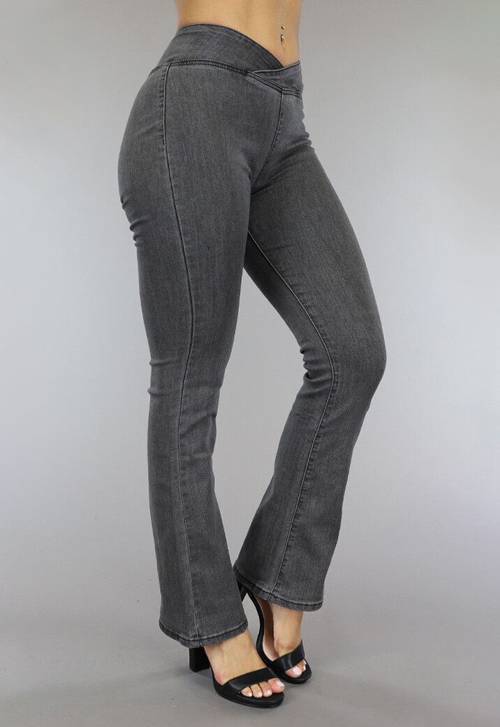 Grijze Flair Jeans met V-Taille