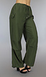 Groene Parachute Broek met Veterdetail