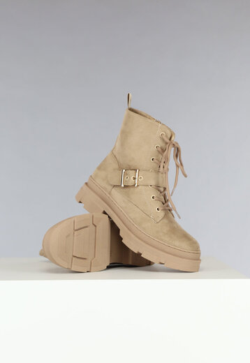 OP=OP! Taupe Suèdelook Veterboots