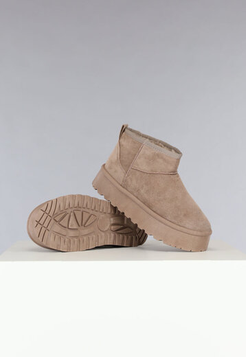 NEW2308 Snowboots Laag Khaki met Dikke Zool