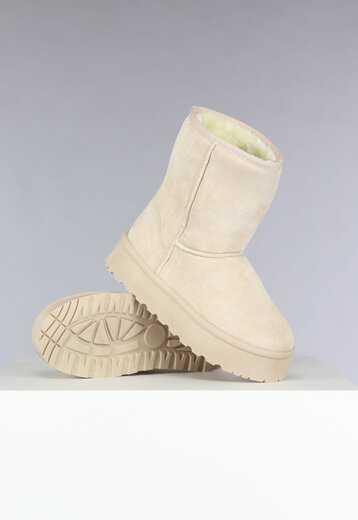 OP=OP! Beige Winterlaarzen met Plateau Zool