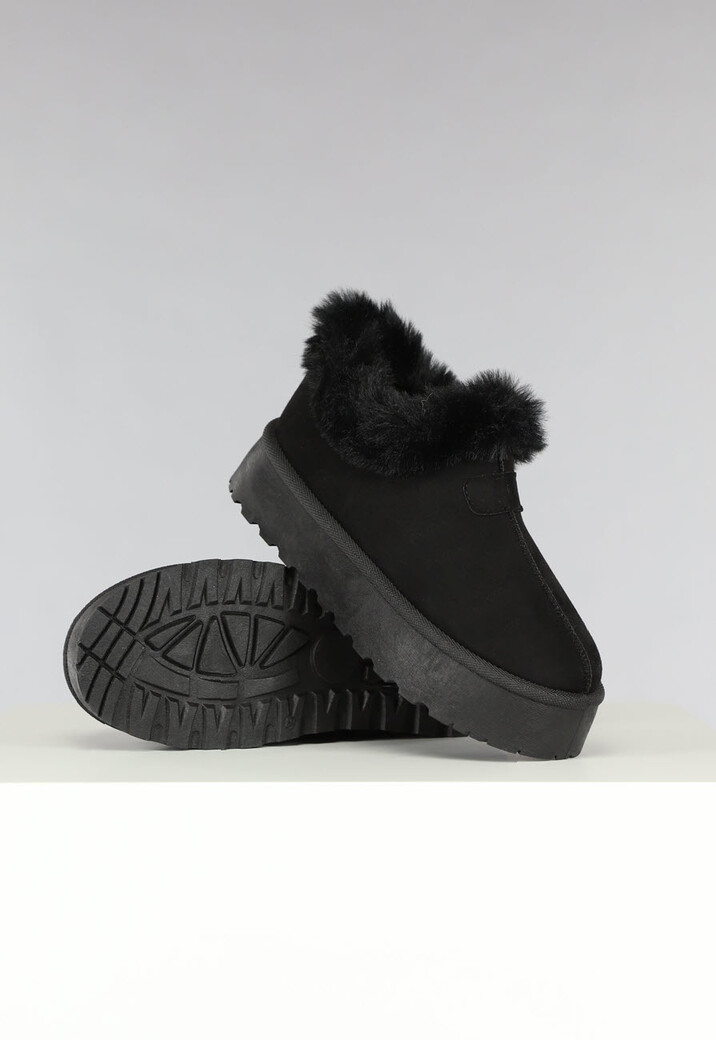 Zwarte Lage Faux Fur Platform Snowboots