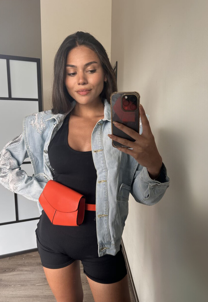 Oranje Heup/Riemtasje met Drukknoopje