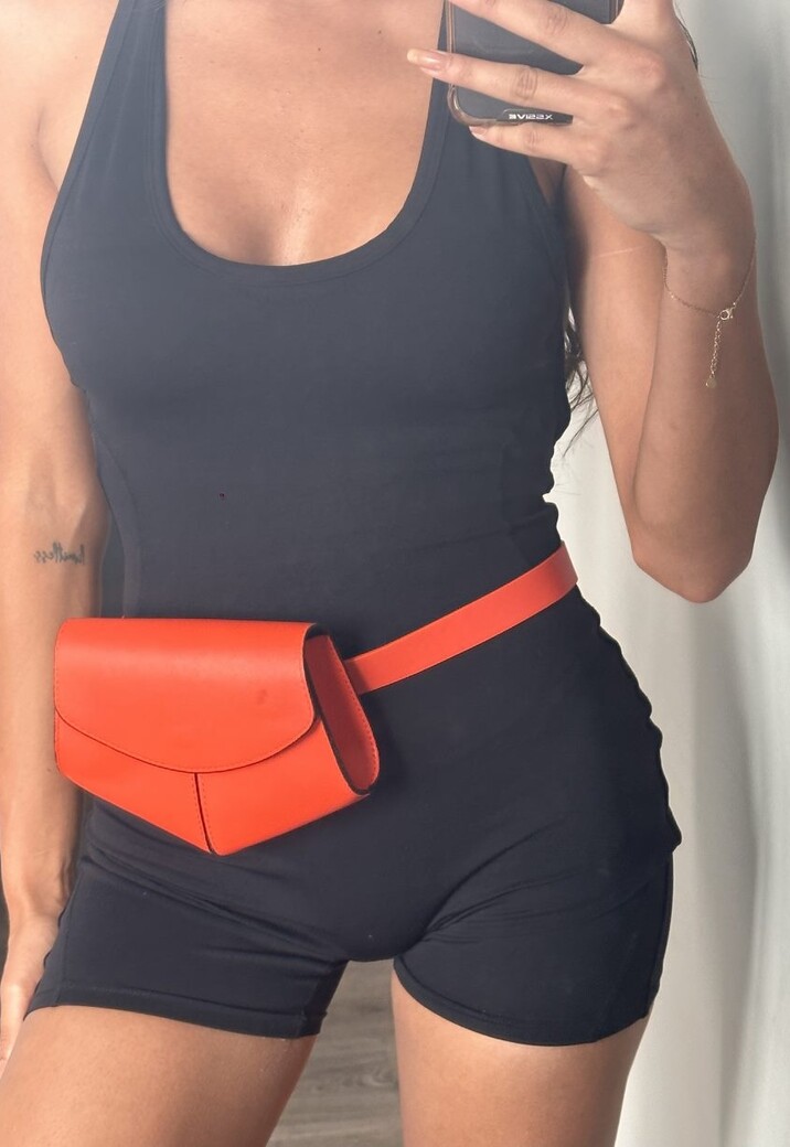 Oranje Heup/Riemtasje met Drukknoopje