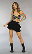 Festival Regenboog Fishnet Bodysuit