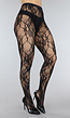 Zwarte Fishnet Panty met Bloemenprint