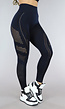 Zwarte Sportlegging met Fishnet Detail