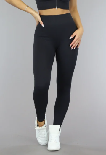 Gym legging - RIBBED - Maat XS - Zwart - Fitness legging