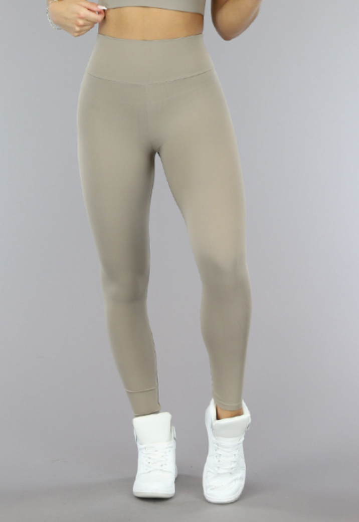 Khaki Sport Legging met Scrunch en Steekzakken