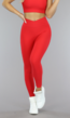 Rode Fijne Rib Sport Legging