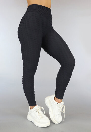 OP=OP.37.NL Zwarte Legging met Schakel Patroon