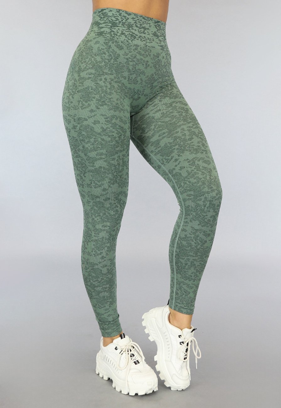 Donkergroene Gemêleerde Squat Proof Sportlegging 