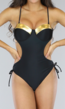 Classy Zwart Push-Up Badpak met Gouden Details en Cut Outs