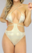 Gouden Glam Monokini met Strikdetail