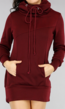 Comfy Wijnrode Hoodie Dress met Col