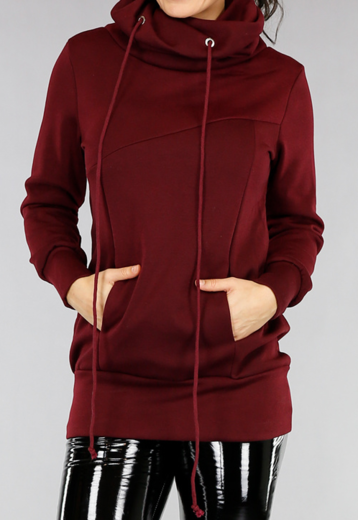 BF2023 Comfy Wijnrode Hoodie Dress met Col