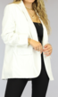 BF2023 Witte Lederlook Blazer met Geplooide Mouwen