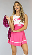 Roze Cheerleader Kostuum met Bijpassende Pompoms