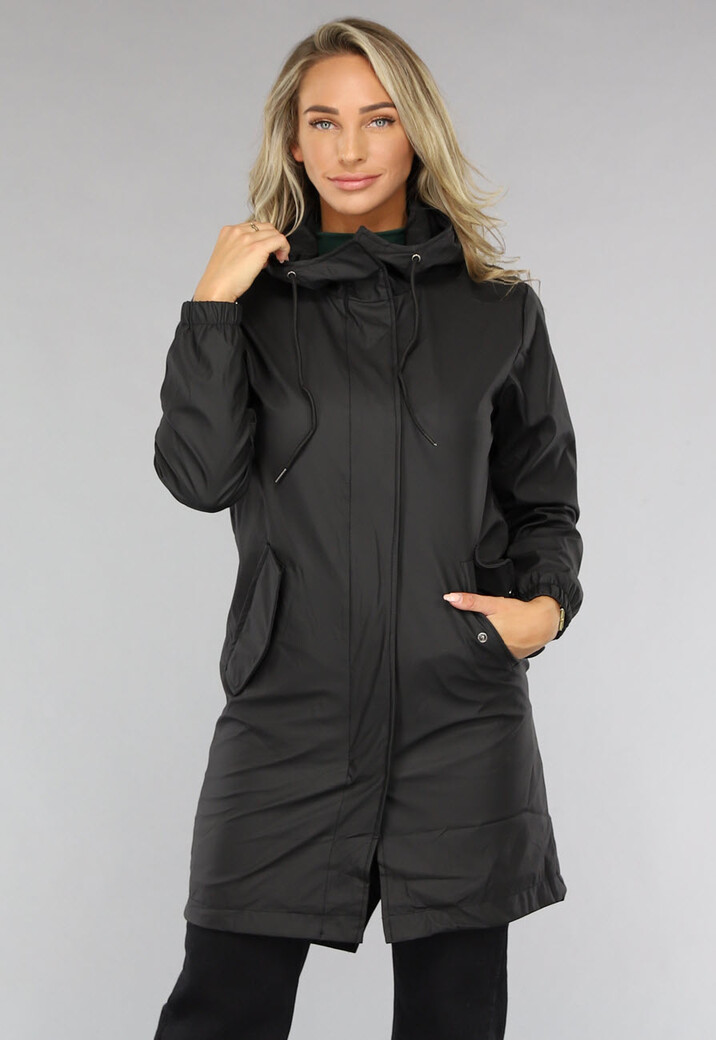 Waterdichte Zwarte Lange Softshell Regenjas