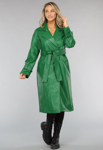 OP=OP! Groene Trenchcoat van Imitatieleer