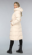 Lange Gewatteerde Beige Winterjas met Tailleband