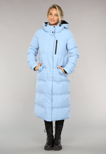 NEW3008 Lange Lichtblauwe Oversized Puffer Jas