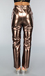 Metallic Bronzen Pantalon van Lederlook
