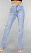 Tall Lichtblauwe High Waist Stretch Jeans met Rechte Pijpen