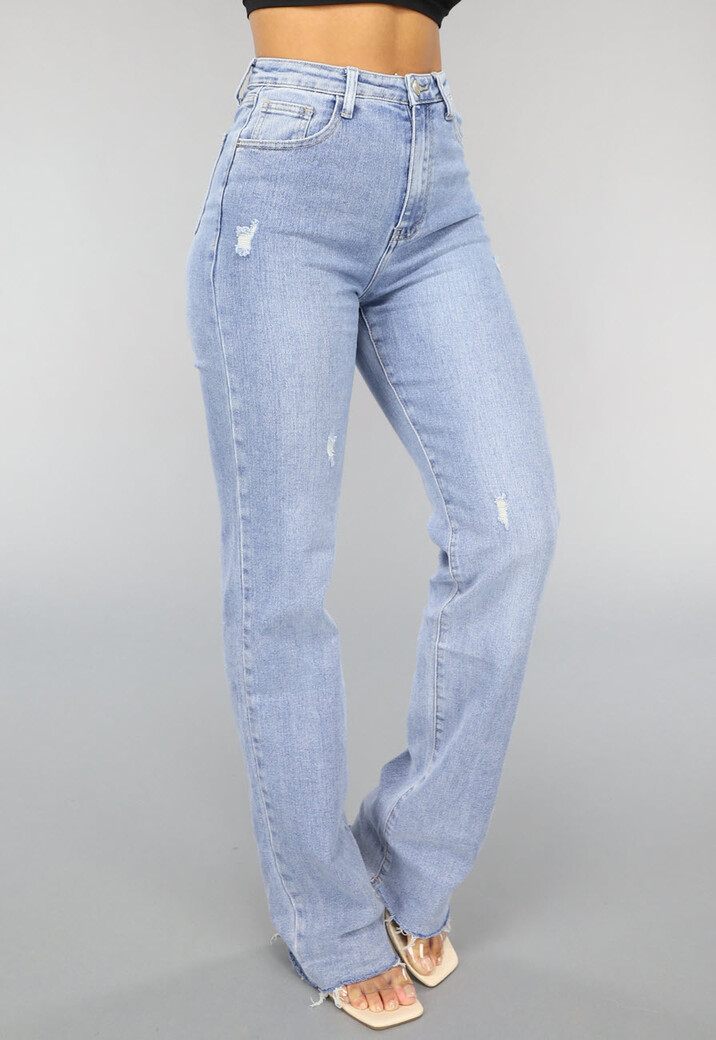 Tall Lichtblauwe High Waist Stretch Jeans met Rechte Pijpen