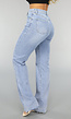 Lichtblauwe High Waist Stretch Jeans met Rechte Pijpen