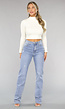 Lichtblauwe High Waist Stretch Jeans met Rechte Pijpen