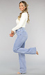 Lichtblauwe High Waist Stretch Jeans met Rechte Pijpen