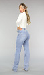 Lichtblauwe High Waist Stretch Jeans met Rechte Pijpen