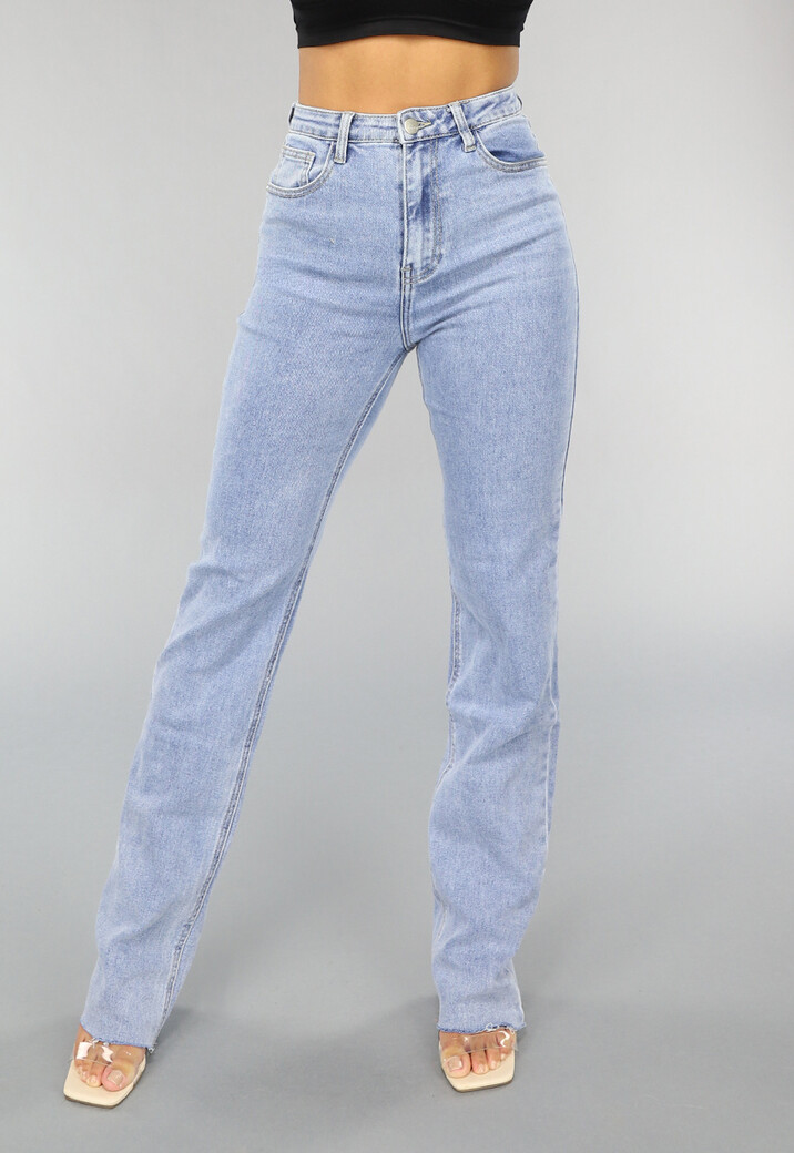 Lichtblauwe Straight Leg Stretch Jeans