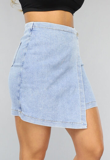 OP=OP! Blauwe Denim Rok met Overslag