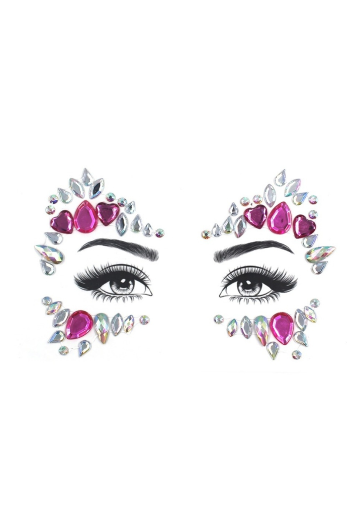 Roze Strass Steentjes Gezicht Stickers