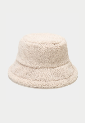 NEW2604 Beige Teddy Bucket Hat