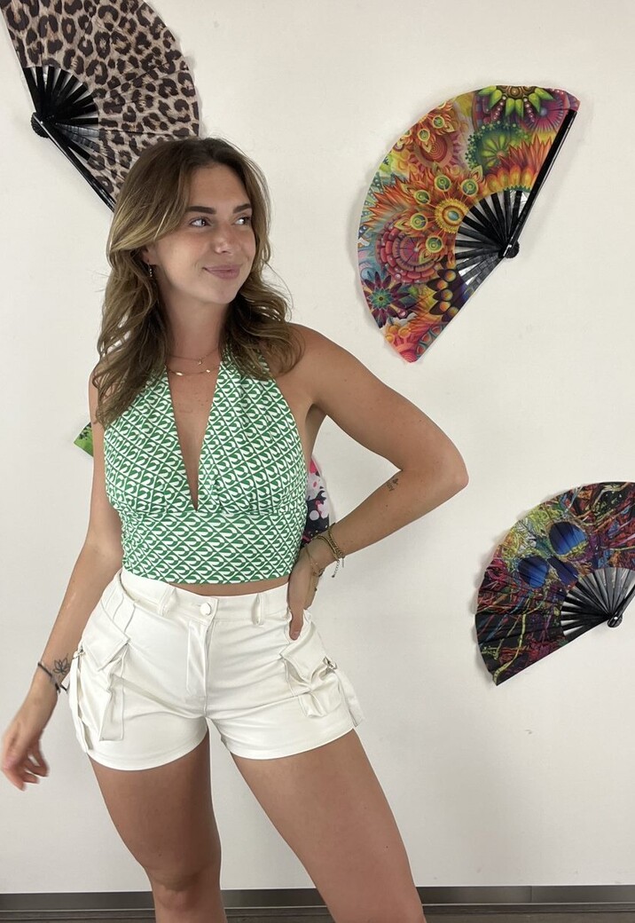 Groene Retro Halter Crop Top